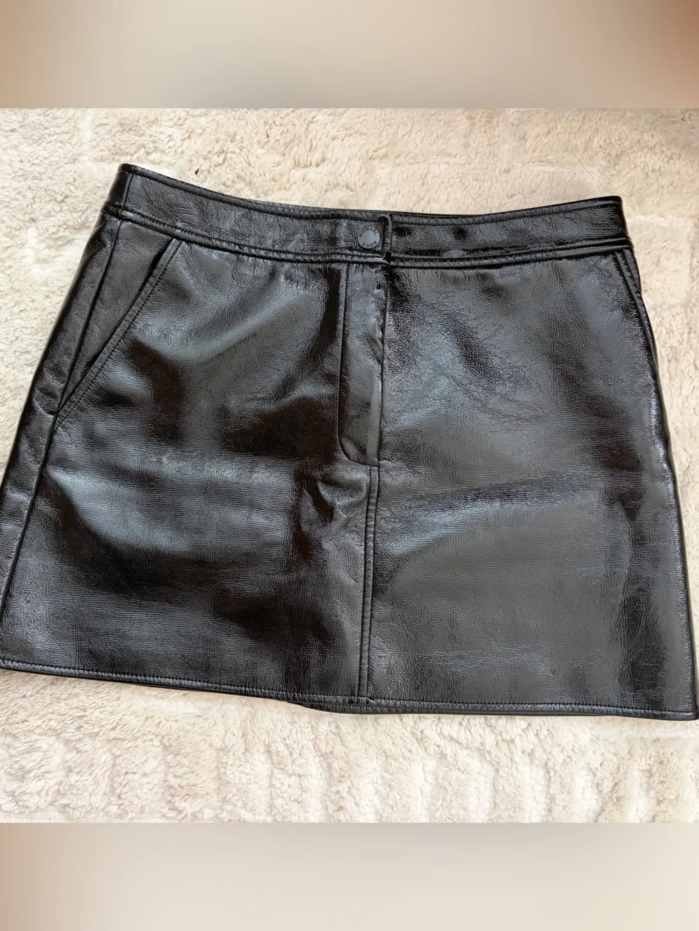 Michael Kors Black Faux-Leather Mini Skirt